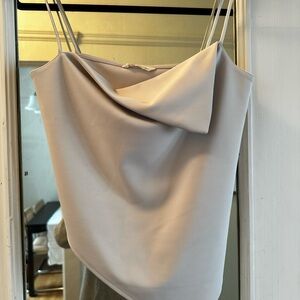 Zara Asymetric Tank in Bone
